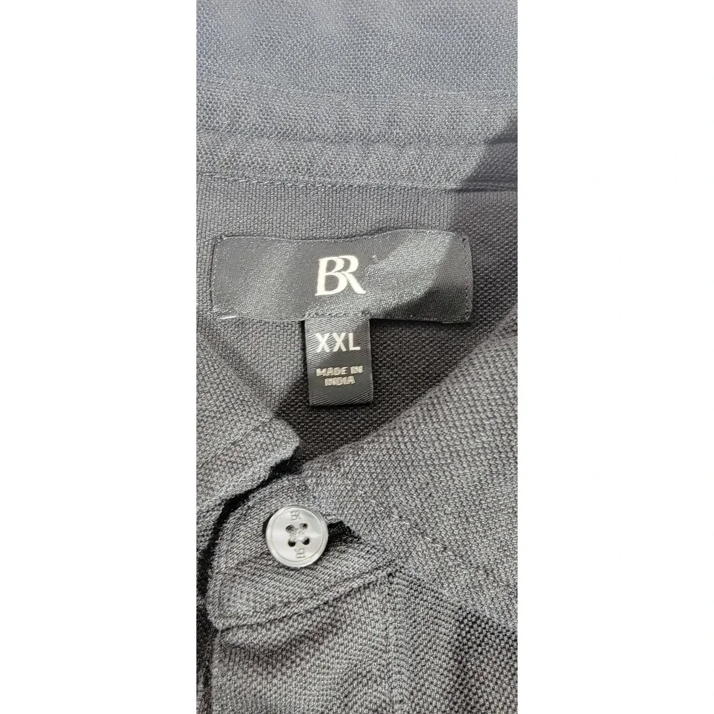 Banana Republic Mens XXL Black Cotton Pique Short Sleeve Pocket Polo Shirt